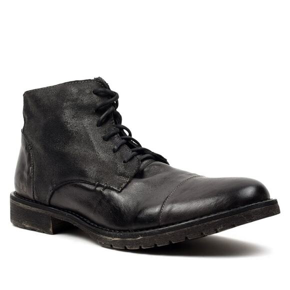 Bed Stu Drek Duck Cap Toe Boots Black Leather Suede Lace Up Size 11.5 - Picture 1 of 9